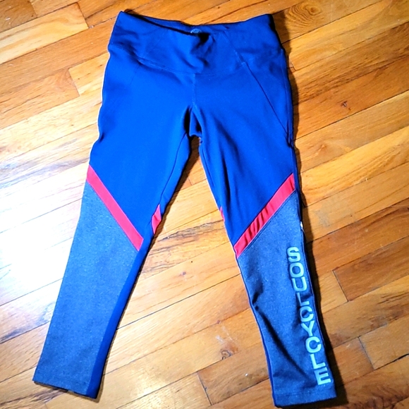 Soulcycle spell out grau blue cropped leggings xs - Picture 1 of 13